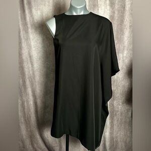 Ted Baker Cocktail Dress Designer Size Medium Black Asymmetrical One Shoulder